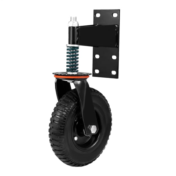 8in Heavy Duty Gate Wheel, 1pc Spring-Loaded Rubber Casters for Wooden or Metal Gate, 360 Degree Rotation, 600 Lbs Load Capacity