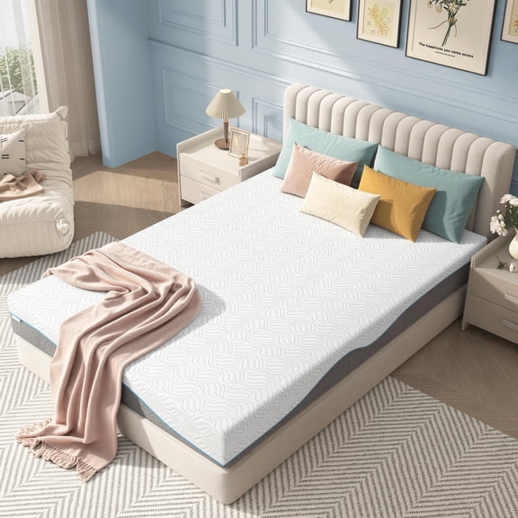 8in Full Mattress in a Box, Legahome 8in Memory Foam Mattress Full Size, Cooling Gel Mattress with Edge Support & Pressure Relief, Motion Isolation, CertiPUR-US for Bedroom, White & Gray