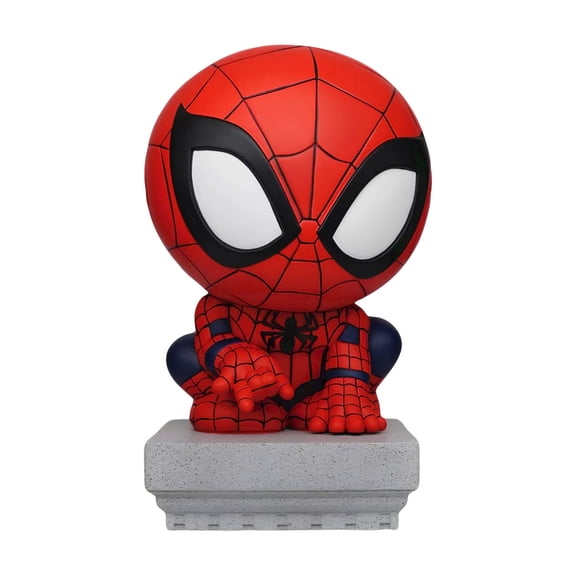 8in Red Superhero Piggy Bank Coin Savings Box Stone Pedestal Room Shelf Desktop Decor Birthday Party Favors Collectible