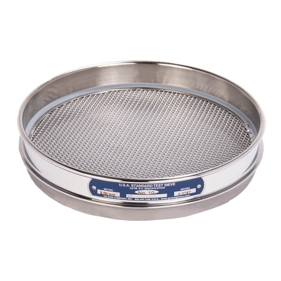 8in Sieve, All Stainless, Half-Height, No.10