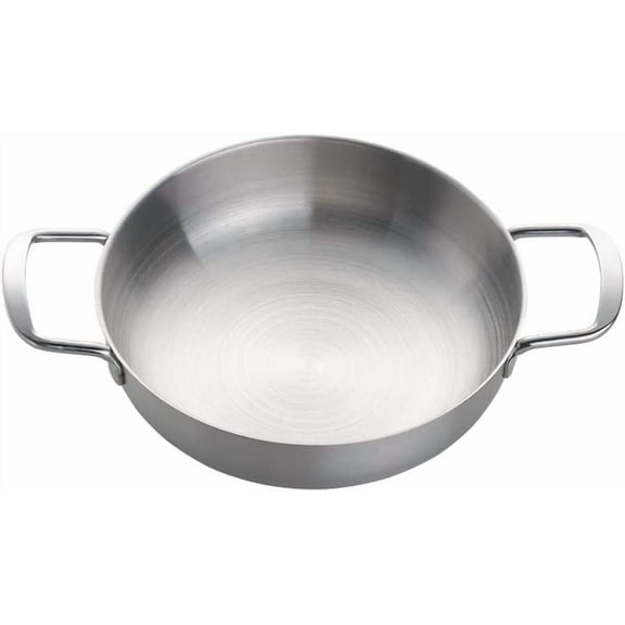 8in Stainless Steel Everyday Pan no Lid, Korean Noodle Ramen Pot, Small Stockpots for Home & Outdoor, Dishwasher Safe, Silver