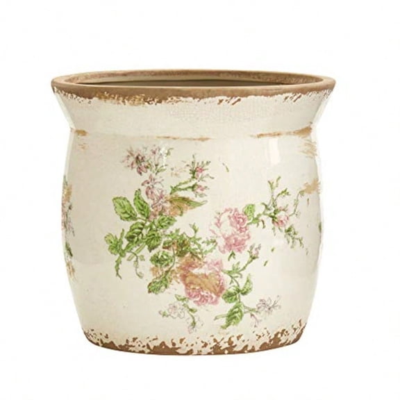 8in. Tuscan Ceramic Floral Print Planter