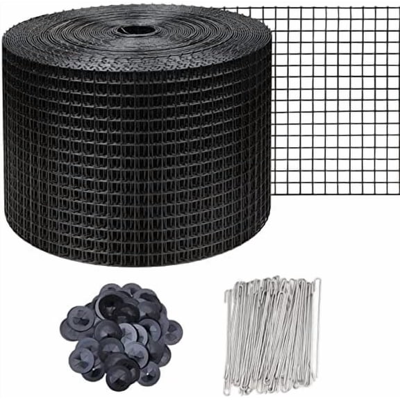 8in X 100ft Solar Panel Bird Guard,Solar Panel roof Protection net 1/2inch Mesh PVC Black Vinyl Coated Galvanized net 70 Fastener ClipsUsed for Bird,Animal Control