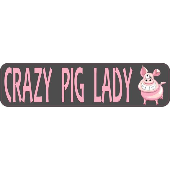 8in x 2in Crazy Pig Lady Bumper Sticker Vinyl Car Window Decal S