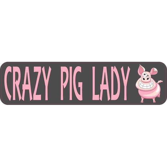 8in x 2in Crazy Pig Lady Bumper Sticker Vinyl Car Window Decal S