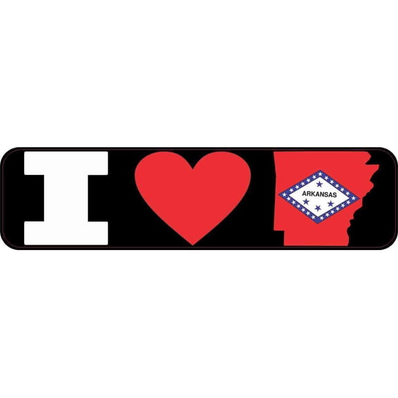 8in x 2in I Love Arkansas Bumper Sticker Car Vinyl Window State Flag Decal
