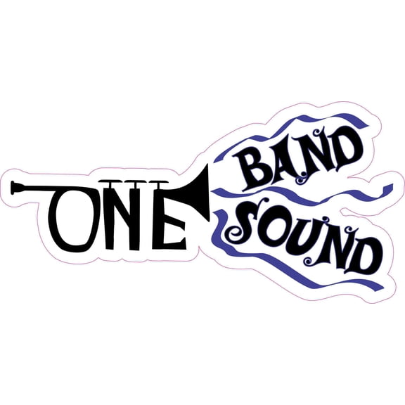 8in x 4in Blue Trumpet One Band One Sound Sticker