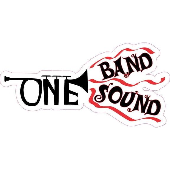 8in x 4in Red Trumpet One Band One Sound Sticker