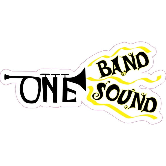 8in x 4in Yellow Trumpet One Band One Sound Sticker Marching Music Decal