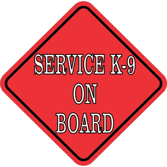 8in x 8in Red Service K-9 on Board Sticker