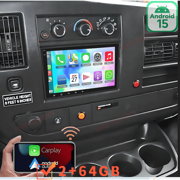 8inch 2+64GB Android Car Stereo For Chevrolet Express 2008-2024, Android 15 Head Unit Wireless CarPlay & Android Auto, WiFi Bluetooth DSP SWC DVR DAB+ Car Player Mirror Link /AHD Camera