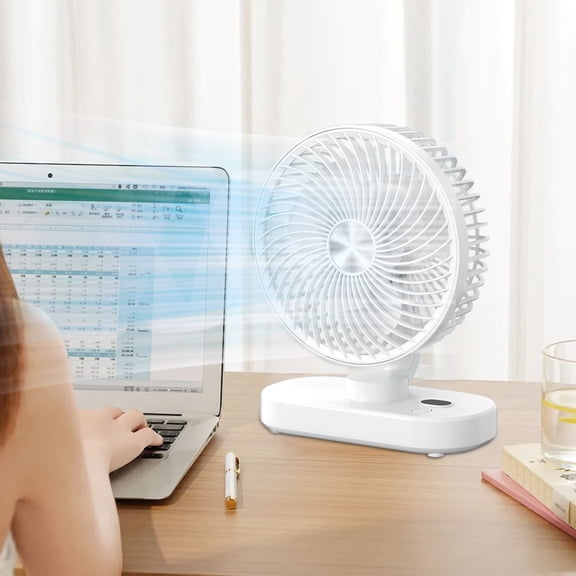 8inch Desktop & Wall-Mountable Fan with LED Display, 360掳 Rotation & 20dB Low Noise, Strong Wind Power,USB/Battery Powered for Office, Bedroom & Dorm