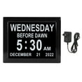 8inch Digital Day Calendar Clock Alarm Reminders Auto Dimming Large