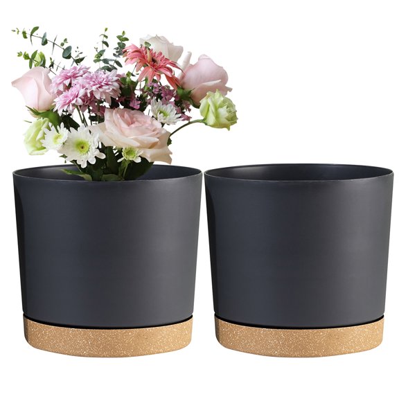 8inch Resin Plant Pot Circular Separation Succulents Planter Flowerpot with Drainage Tray Plant Growth Cultivation Pot