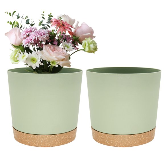 8inch Resin Plant Pots Circular Separation Succulents Planter Flowerpot with Drainage Tray Plant Growth Cultivation Pots