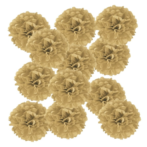 8inch Tissue Paper Pom Poms, 12PCS Pom Poms Paper Flowers Ball Tissue Paper Flowers for Wedding Bridal Shower Birthday Bachelorette Party Backdrop Decoration, Khaki