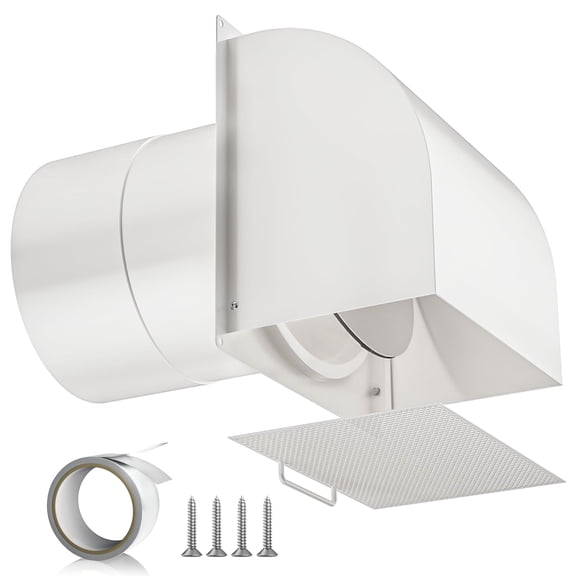 8inch White Hooded Wall Vent, Galvanized Steel for Kitchen Range Hood Dryer Bathroom