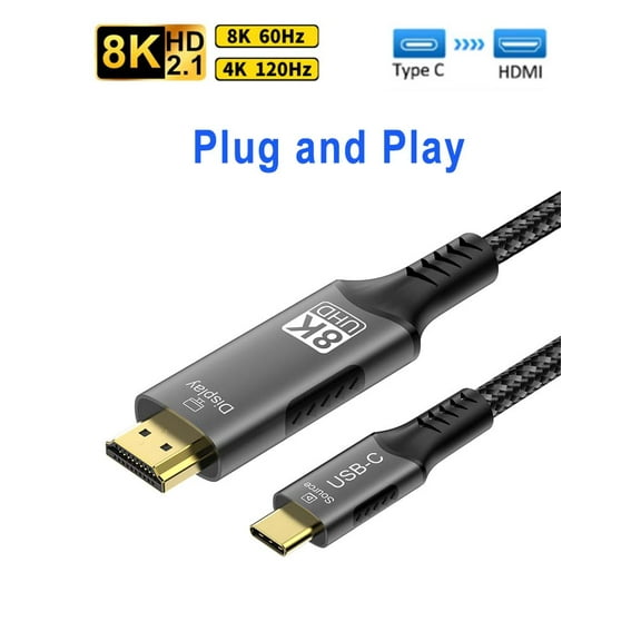 8k@60hz USB C to HDMI cable 4k@120hz Type C to HDMI 2.1 Thunderbolt 4 Compatible HDTV Cable for PC MacBook Pro HUAWEI
