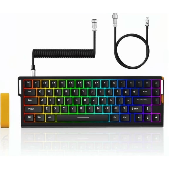 8kHz Rapid Trigger Magnetic Switch Wired RGB 60% TKL Gaming Keyboard with Adjustable Actuation Snap Tap and Coiled Cable Black