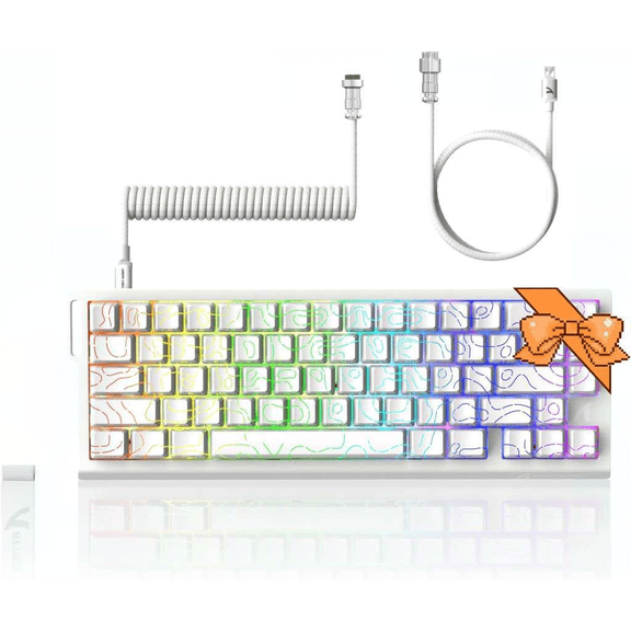 8khz Rapid Trigger Magnetic Switch Wired RGB 60% Gaming Keyboard TKL with Adjustable Actuation Snap Tap Coiled Cable for PC Mac White Contour