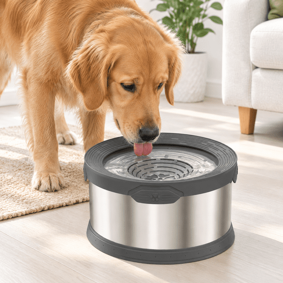 8l Dog Water Bowl No S2.1 Gallon Stainless Steel For Dogs 270oz Large Capacity Splash Slow Drinking Feeder With Anti-slip Mat Mess