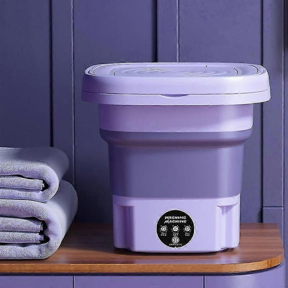 8l Folding Washing Machine Portable Sock And Underwear Retractable Household Washing Machine 3 Models With Spin Dry US Purple