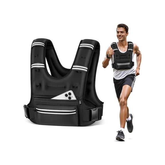 8lb/12lb/16lb Weight Vest with Reflective Stripe for Workout, Strength Training, Running, Fitness, Muscle Building, Weight Loss, Weightlifting