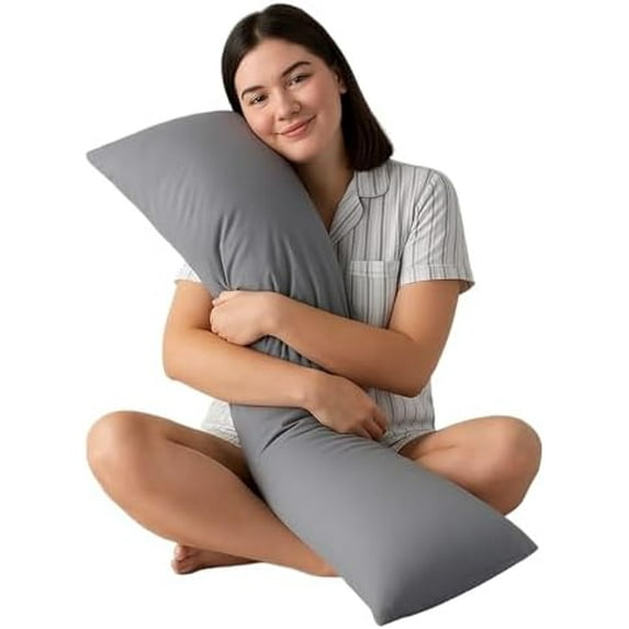 8lbs Weighted Body Pillow – (48" x 14") Contoured Support with Cooling Tencel Cover – Long Pillow for Side Sleepers & Full-Body Comfort – Removable Washable Cover$$Bedding