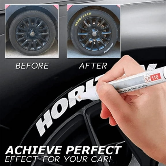 8ml Permanent Tire Paint Marker, Not Fade, Weather Resistant, for Tire Lettering , White Rubber Pen for Car, Truck & Motorcycle DIY Customization, Professional Auto Detailing Supply