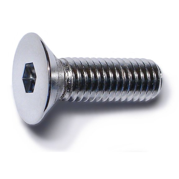 8mm-1.25 x 25mm Chrome Class 10.9 Flat Head Hex Socket Cap Screws (10 pcs.)