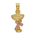 thumbnail image 1 of 8mm 10k Solid Gold Two-tone Communion Cup With Religious Faith Cross Charm Pendant Necklace for Women, 1 of 2