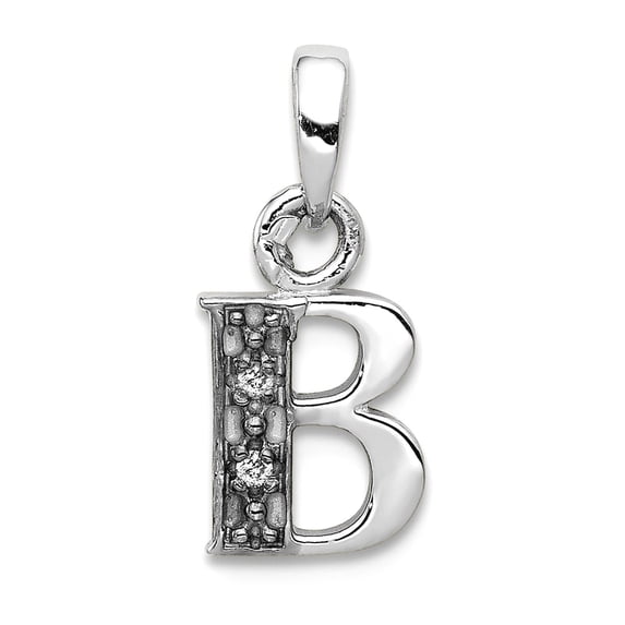 8mm 10k White Gold Diamond Letter Name Personalized Monogram Initial B Pendant Necklace Pendant for Women