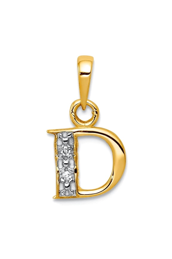 8mm 10k and Rhodium Diamond Letter Name Personalized Monogram Initial D Pendant Necklace Pendant for Women