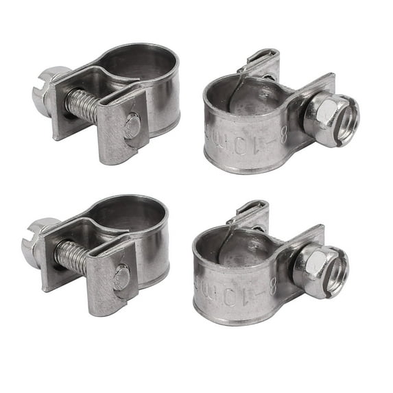 8mm-10mm 304 Stainless Steel Screw Mounted Adjustable Pipe Hose Clamps 4pcs