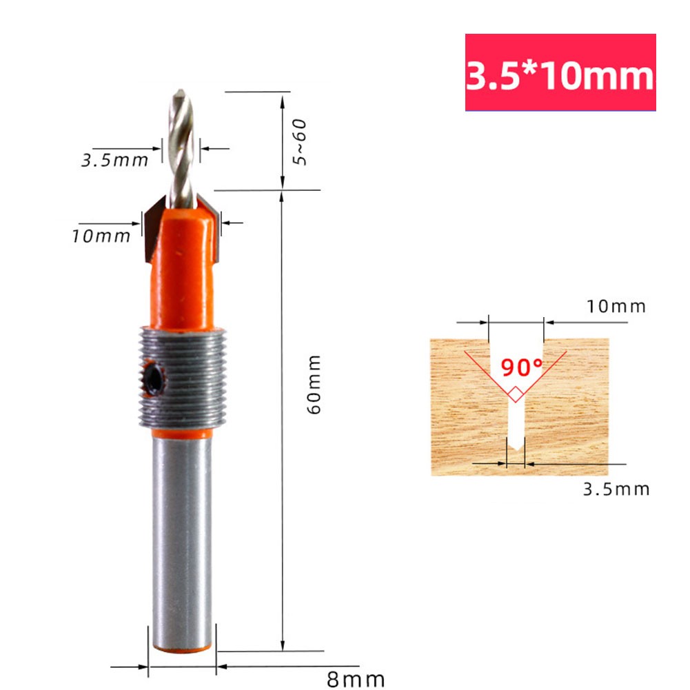 8mm 10mm Shank Countersink Woodworking Router Bit Milling Cutter Screw