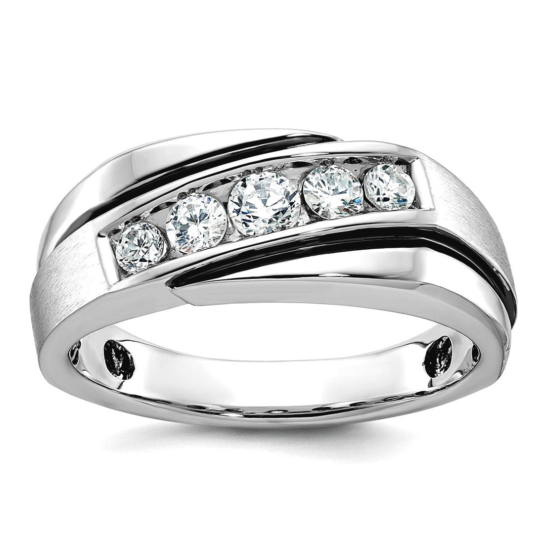 8mm 14k White Gold With Blck Rhodium 1/2 Ct Lab Grown Diamond SI+ G+ ...