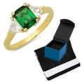 thumbnail image 1 of 8mm 14k Yellow Gold Plated Green Cubic Zirconia 3-Stone Ring, Size 9.5 + Gift Box, 1 of 7