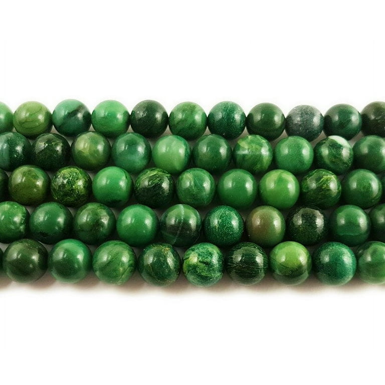 Genuine Green Jade Beads Round, Smooth Loose Jade Beads for Jewelry Making,  8mm Beads, 15.5 Inches per Strand 