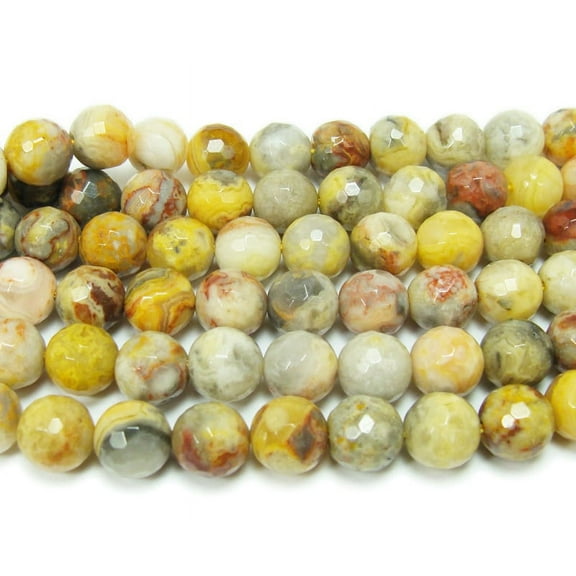 8mm 15.5 Inches Crazy Lace Agate Faceted Round Beads Genuine Gemstone Natural Jewelry Making