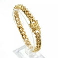 thumbnail image 1 of 8mm-18mm Mens Miami Cuban Link Bracelet Bangle 18k Gold Plated Stainless Steel, 1 of 7