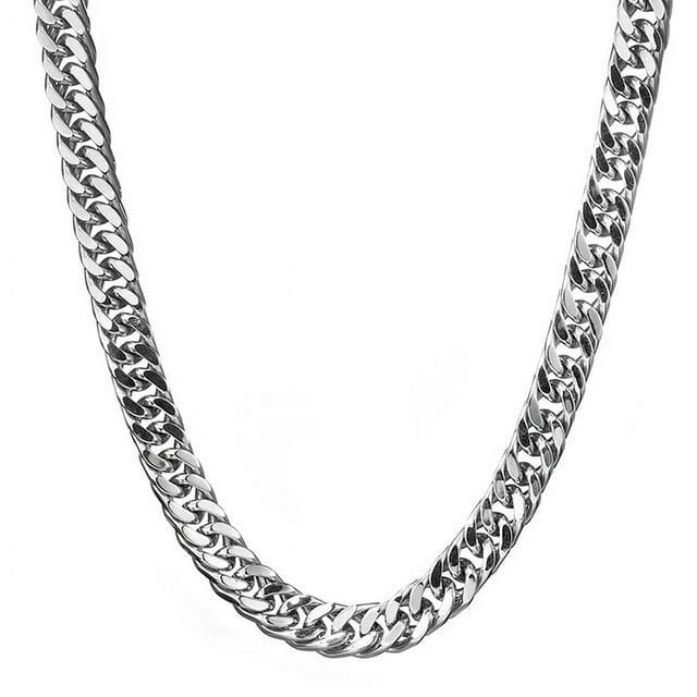 8mm-19mm Any Length Heavy Polished Silver Color Curb Cuban Men Chain ...