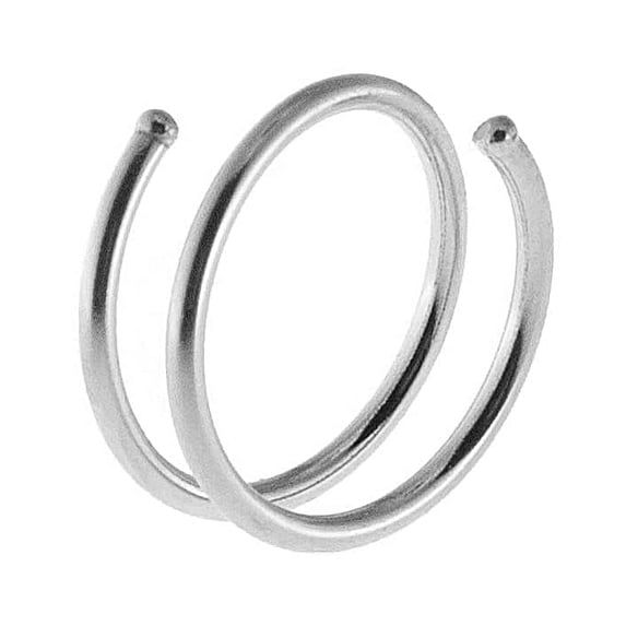 8mm 20 GA Sterling Silver Right Side Double Nose Ring Hoop for Single Piercing Spiral Twist Nose Hoop for Women