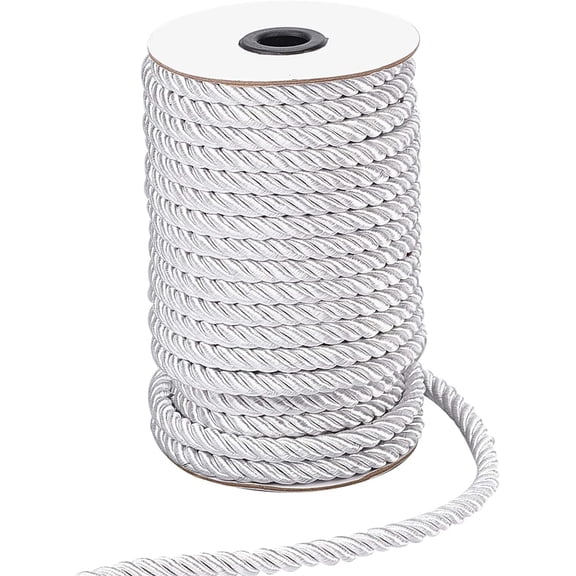 8mm 20 Yards 3 Cord Thread Decorative Twisted Nylon Cord String Shiny Cord Thread for DIY Crafts Home Decors Curtain Tieback Honor Cord Upholstery