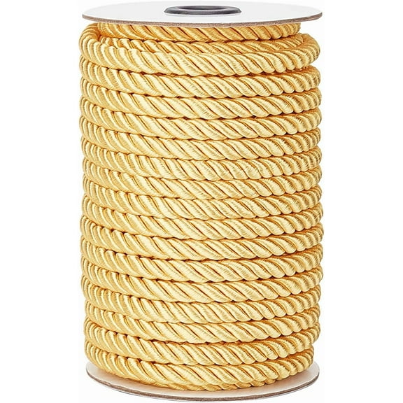 8mm 20 Yards Twisted Cord Trim Gold Decorative Rope for Curtain Tieback Upholstery Honor Cord Christmas Garland Handbags Handles