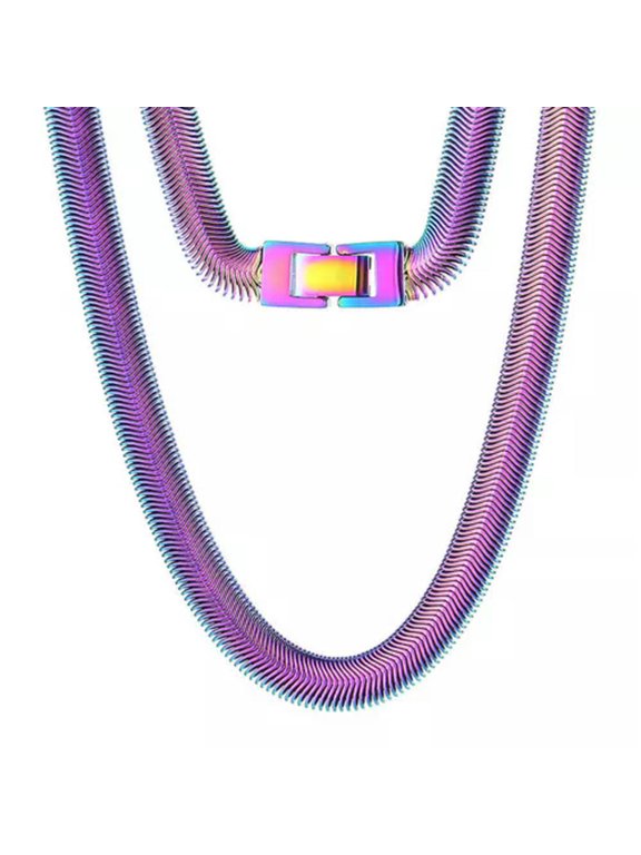 8mm 24" New Stainless Steel Flat Snake Chain Necklace for Fashion Women Men Gift