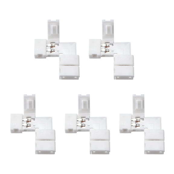 8mm 2P L-shape LED Strip Connector Corner for Single Color 3528 Lights 5Pcs