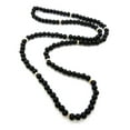 thumbnail image 1 of 8mm 36" Wooden Bead Metal Joint Wood Ball Chain Necklace, Black/Gold-Tone, 1 of 1
