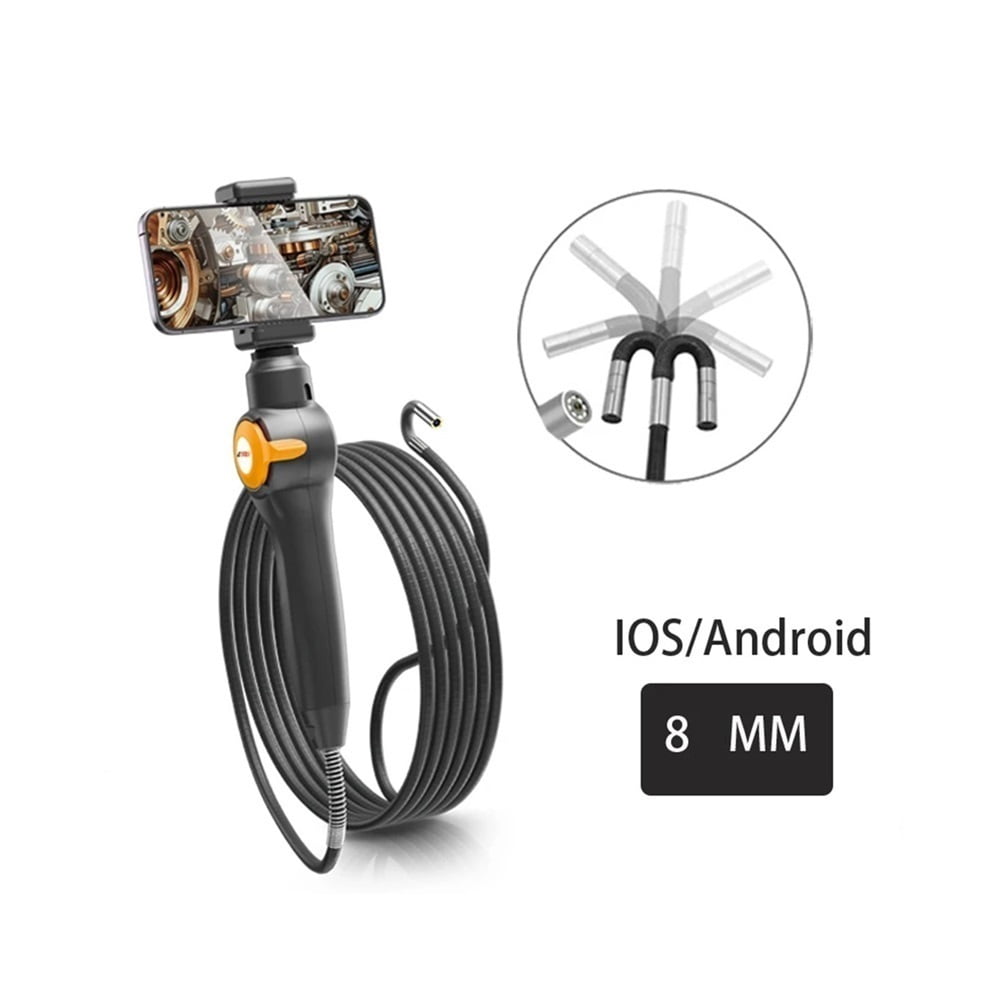 8mm  360 Degree Turn Industrial Endoscope Car Inspection Camera With 8 LEDs for iPhone Android 1080P Articulated Borescope 360