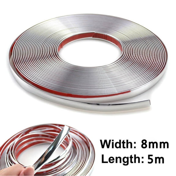1 Pcs 5mx8mm Chrome Car Styling Moulding Strip Trim Exterior Car Chrome Body Strip Bumper Auto Door Protective Accessories