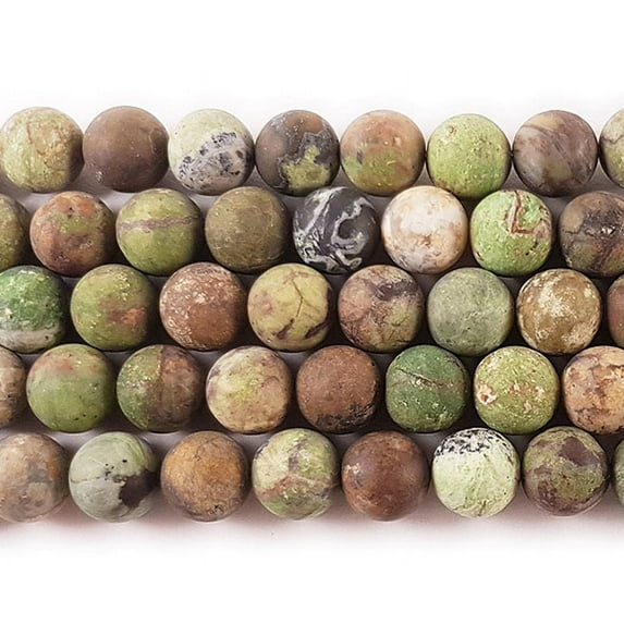 8mm African Green Opal Matte Round Beads Genuine Gemstone Natural Jewelry Making